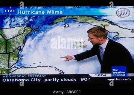 Météo Carte ouragan d'une tempête de niveau 5 comme vu sur l'internet et sur la télévision par satellite Banque D'Images