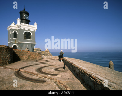 San Juan Puerto Rico partie de El Morro Château Fort et sur la mer avec plage Banque D'Images