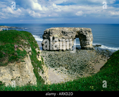 Arche de roche naturelle, par le biais d'une pile de la mer avant son effondrement ; Marsden rock, South Shields, Tyne & Wear, England, UK.(post effondrement no.arxd pic00) Banque D'Images