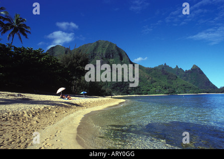 Makua ou tunnels beach, Haena, rive Nord de Kauai Banque D'Images