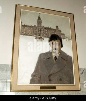 Une peinture sur l'affichage à l'intérieur de l'Assemblée Nationale sur la Grande Allée à Québec, Canada Banque D'Images