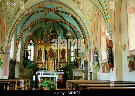 L'église gothique St Martin Ellbach près de Bad Toelz Bavaria Allemagne Banque D'Images