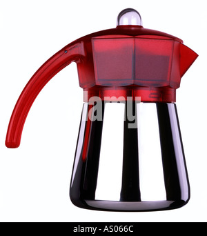 Cafetière italienne rouge pour la cuisinière Banque D'Images