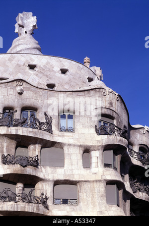 Barcelone, Casa Mila (la Pedrera), la façade, Détail, Architekt : Antonio Gaudi Cornet 1906-1910 Banque D'Images