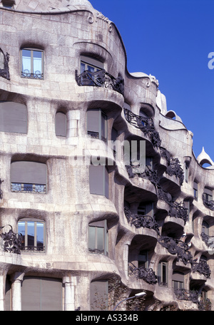 Barcelone, Casa Mila (la Pedrera), la façade, Détail, Architekt : Antonio Gaudi Cornet 1906-1910 Banque D'Images