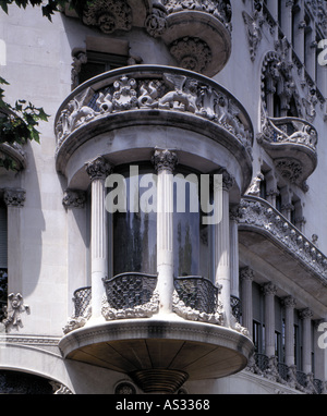 Barcelone, Casa Lleó Morera, Fensterdetail, Architekt : Lluis Domenec i Montaner 1905-1908 Banque D'Images