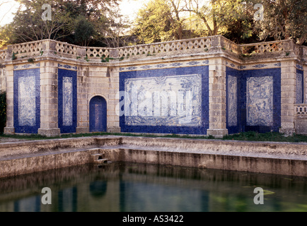 Oeiras Barockgarten Palacio do Marques de Pombal ab 1737 Casa de la Quinta da Cima Kachelmalerei nach Zeichnungen von Joseph Ver Banque D'Images