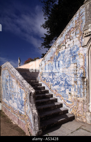 Oeiras, Barockgarten Palacio do Marques de Pombal, ab, 1737 Kacheltreppe, Détail Banque D'Images