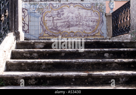 Oeiras, Barockgarten Palacio do Marques de Pombal, ab 1737, Treppe, Détail Banque D'Images