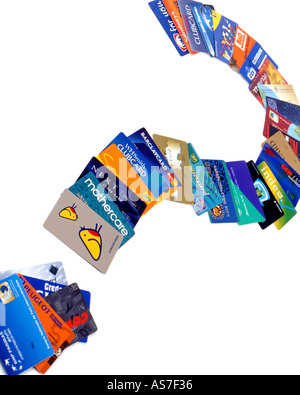 Cartes de crédit établi dans la forme d'un point d'interrogation Banque D'Images