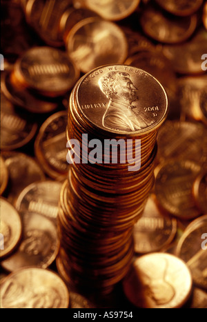 Pile de pièces sur le tas de pièces d'un Américain Banque D'Images