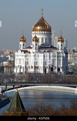 Moscou Russie Cathédrale de Christ le Rédempteur sur la rivière Moskva Banque D'Images