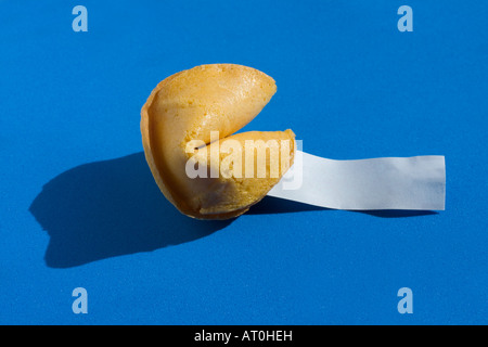 Un biscuit de fortune chinois avec papier message vierge Banque D'Images