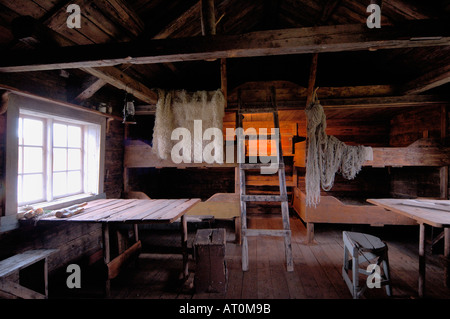 Fisherman's cabin (musée) sur le lofots, la Norvège. Banque D'Images