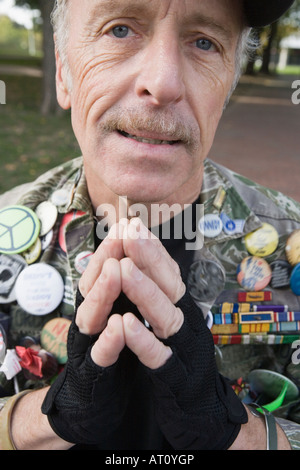 Portrait d'un ancien combattant handicapé Banque D'Images