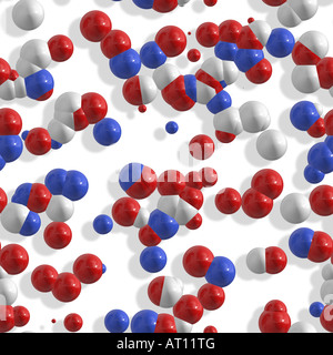 Rouge Blanc et bleu de représentation des atomes et molécules Banque D'Images
