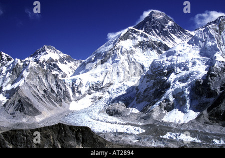 Everest et le glacier de Khumbu Kala Patar dans la région de l'Everest de l'Himalaya, Népal Banque D'Images