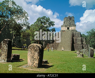 Les ruines mayas de Tikal département du Petén au Guatemala Temple 2 temple des Masques Banque D'Images
