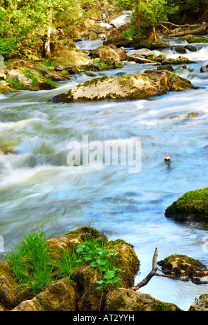 L'eau se précipiter au milieu des rochers en rivière rapide en Ontario Canada Banque D'Images