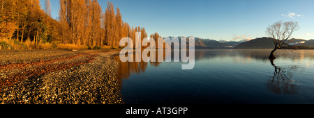 Une vue sur le lac Wanaka en Nouvelle-Zélande à l'aube d'un matin d'automne Banque D'Images