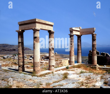 GR - RHODES : l'Acropole de Lindos Banque D'Images