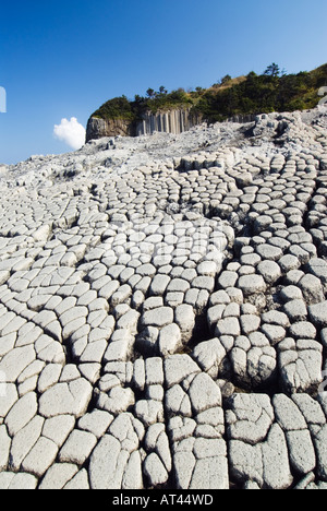 Formations de roche volcanique à Stolbchaty Cap sur l'île de Kunashir Île Kuril en Extrême-Orient russe de la chaîne Banque D'Images