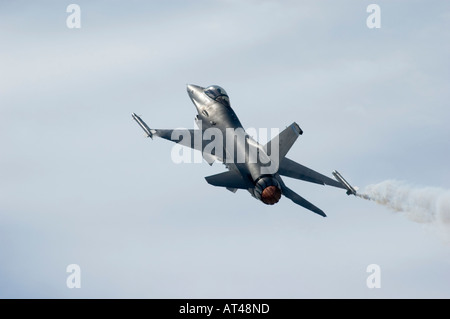 Le Lockheed Martin F-16 Fighting Falcon volant à l'édition 2006 de Farnborough, Royaume-Uni. Banque D'Images