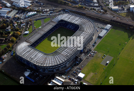 Vue aérienne du stade de rugby de Murrayfield Édimbourg Banque D'Images