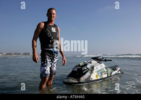 WORLD JET SKI À OCEANSIDE BEACH LOS ANGELES CALIFORNIE CURTIS TAYLOR FREESTYLE CHAMPION DU MONDE Banque D'Images