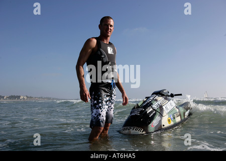 WORLD JET SKI À OCEANSIDE BEACH LOS ANGELES CALIFORNIE CURTIS TAYLOR FREESTYLE CHAMPION DU MONDE Banque D'Images