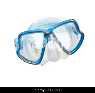 Masque de plongée masque de plongée Taucherbrille blanc bleu clair big eye piquer du nez en plastique gomme caoutchouc accessoire découpe gumshoe gummi Banque D'Images