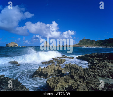 Rochers et mer à la Pointe des Châteaux pointe, Guadeloupe, French West Indies Banque D'Images