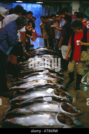 Les acheteurs de poisson à l'Agence de pêche du poisson tous les jours près de l'enchère sur Oahu Bassin Kewalo Banque D'Images