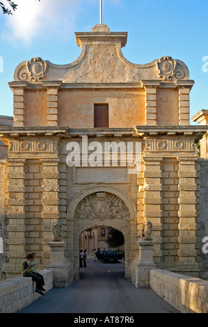 La porte principale de Mdina Malte ville silencieuse Banque D'Images