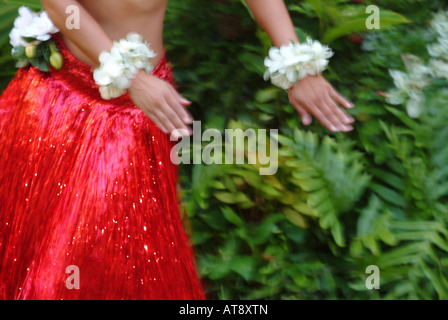 Hapa-Haole danseuse de hula préparation à la danse au Royal Hawaiian Hotel pour le festival annuel Banque D'Images