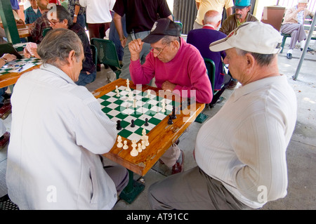 Activités Senior au Maximo Gomez Park quartier Little Havana Miami Floride Calle Ocho Banque D'Images