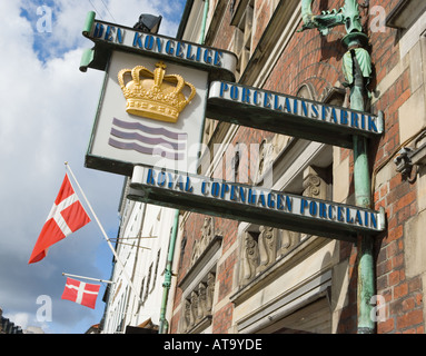 Porcelaine Royal Copenhagen Danemark Copenhague shop avant sur Stroget Banque D'Images