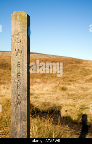 Signe Bleaklow poster sur le Pennine Way dans le Peak District Banque D'Images