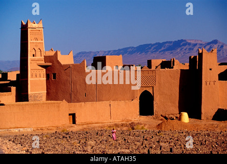 L'architecture marocaine, ksar, au nord-ouest de la ville d'Agdz, agdz, fleuve Draa, vallée du Draa, la vallée du Drâa, Maroc, Afrique Afrique Maroc vallée du Draa Banque D'Images