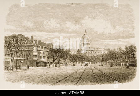 Le bâtiment du Capitole de Washington DC en 1870. Banque D'Images