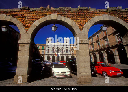 L'ancien Forum romain, hôtel de ville, hôtel de ville, ayutanmiento, Plaza de la Victoria, ville d'Avila, Avila Province, Castille et Leon, Espagne, Europe Banque D'Images