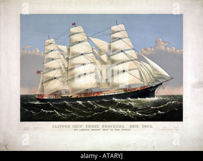 Trois frères Clipper 2972 tonnes à partir de 1875 Le plus grand navire du monde à Banque D'Images