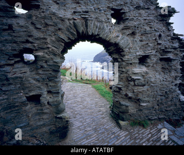 Ruines du château de Tintagel North Cornwall, England UK Banque D'Images