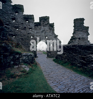 Ruines du château de Tintagel North Cornwall, England UK Banque D'Images