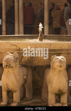 Granada, Espagne. La Alhambra. Patio de los Leones ou Cour des Lions Banque D'Images