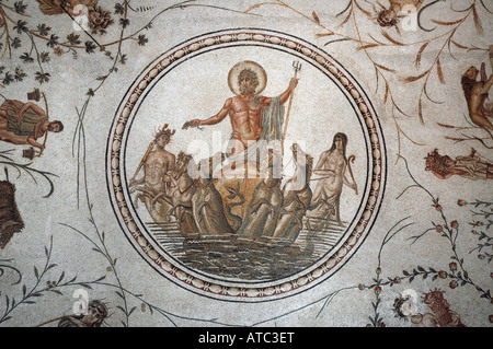 Le Triomphe de Neptune. Mosaïque romaine, Musée du Bardo Tunisie Banque D'Images