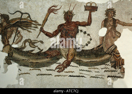 Mosaïque romaine anciens - Le triomphe de Neptune, Musée du Bardo Banque D'Images