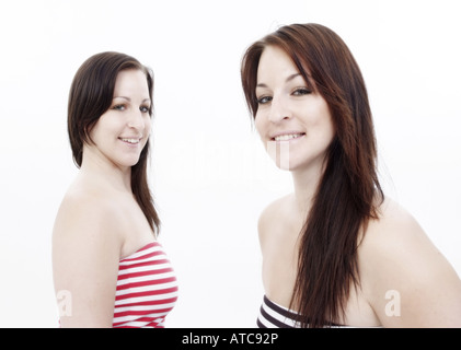 Twin Sisters looking tops Banque D'Images