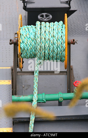 Treuil sur une barge, l'Allemagne, en Rhénanie du Nord-Westphalie, Koeln Banque D'Images