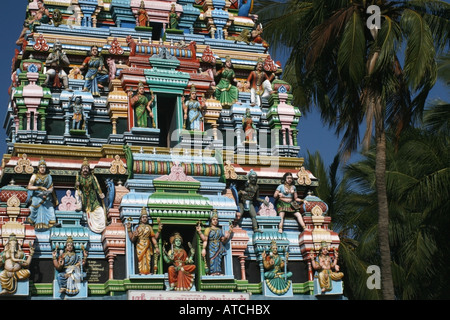 Détail de la tour de temple près de Madurai , Tamil Nadu , Inde du Sud Banque D'Images